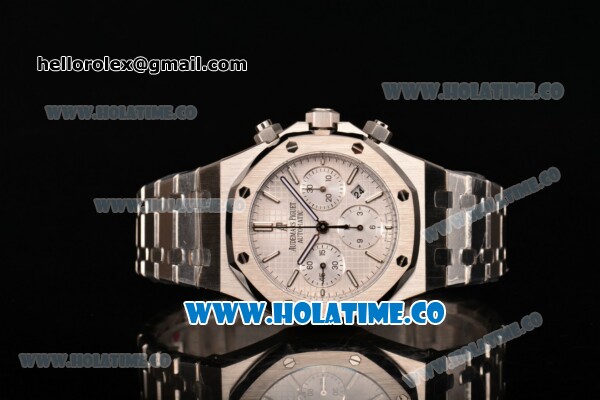 Audemars Piguet Royal Oak Chronograph 41mm Swiss Valjoux 7750 Automatic Full Steel with Stick Markers and White Dial (EF) - Click Image to Close